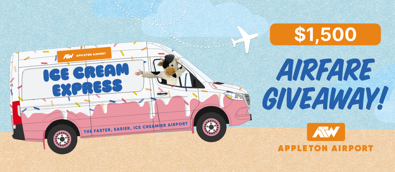 Ice Cream Express Bus with $1,500 Airfare Giveaway from Appleton Airport